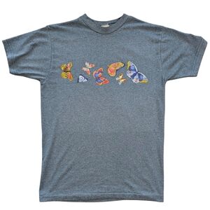 Vintage‎ Youth size 16 Green Butterfly short sleeve puff print tee shirt